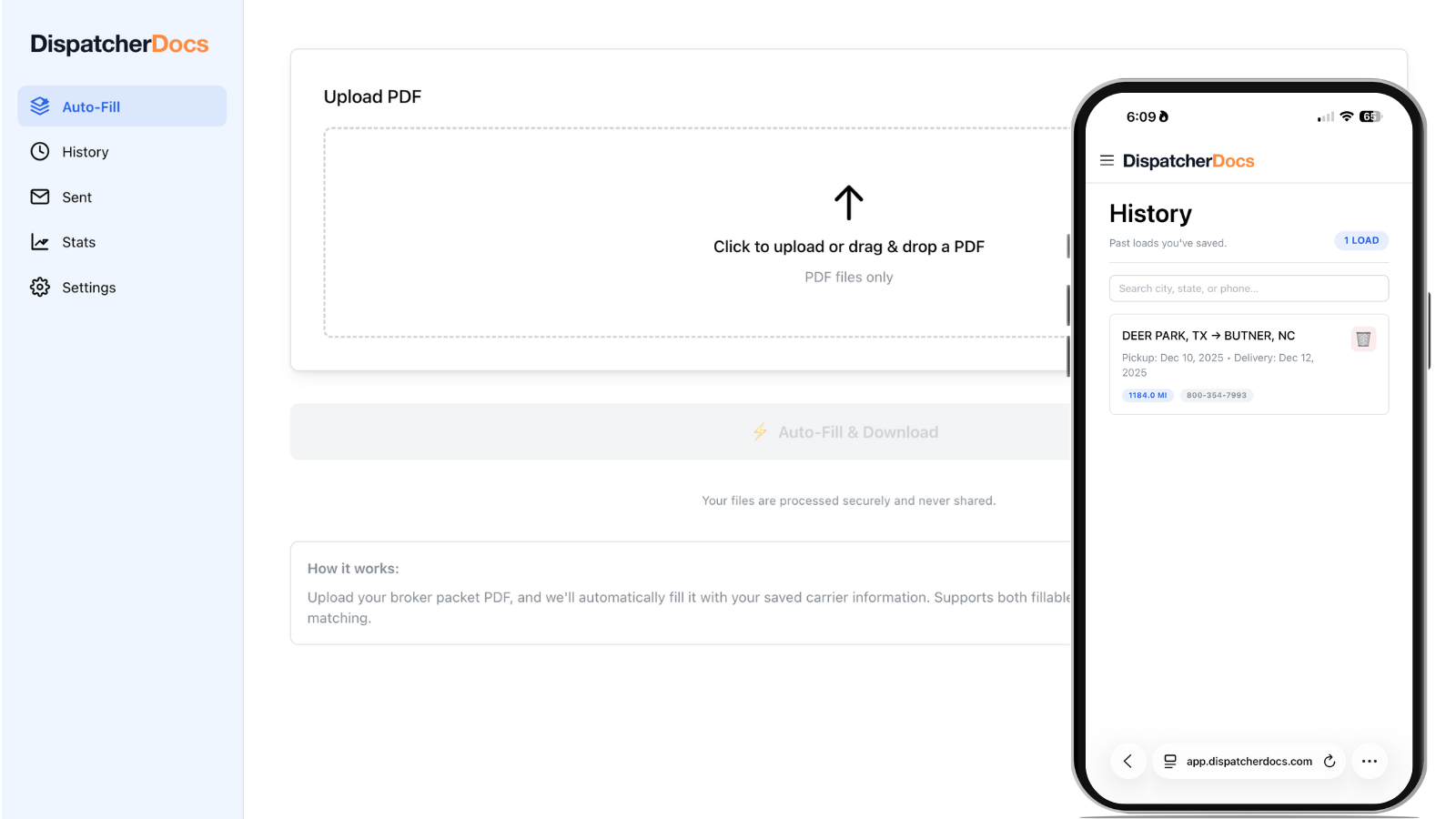 DispatcherDocs application interface